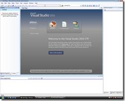 Visual Studio 2010 Welcome Page